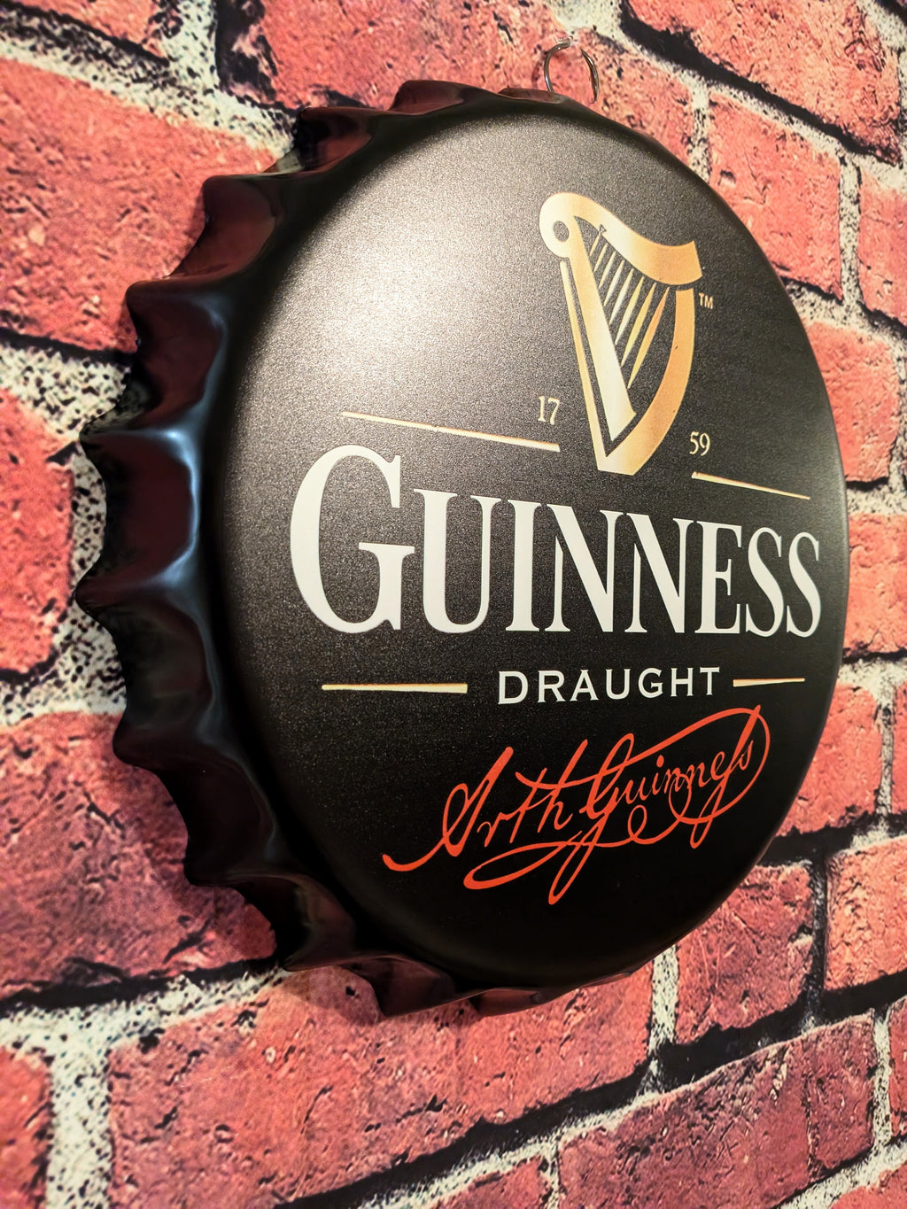 Retro Inspired Draft Beer Bottle Cap Sign 14" | Mancave Garage Bar Patio Home Decor
