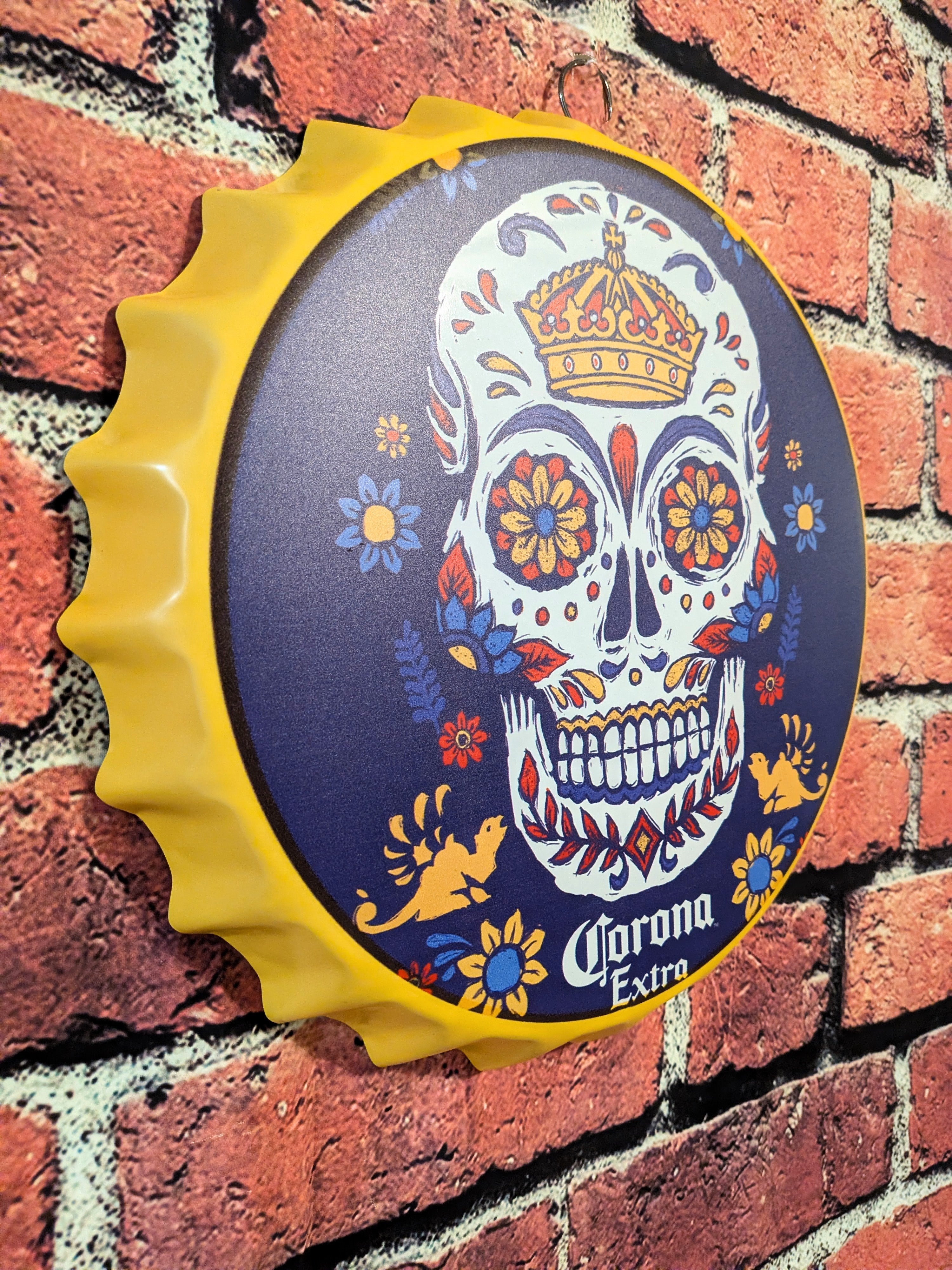 Boho Style Retro Inspired Metal Bottle Cap Beer Sign 14" | Mancave Garage Bar Patio Home Decor