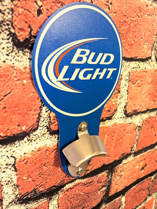 Bud Light Bottle Opener Sign 5"x9" | Mancave Garage Bar Patio Home Decor