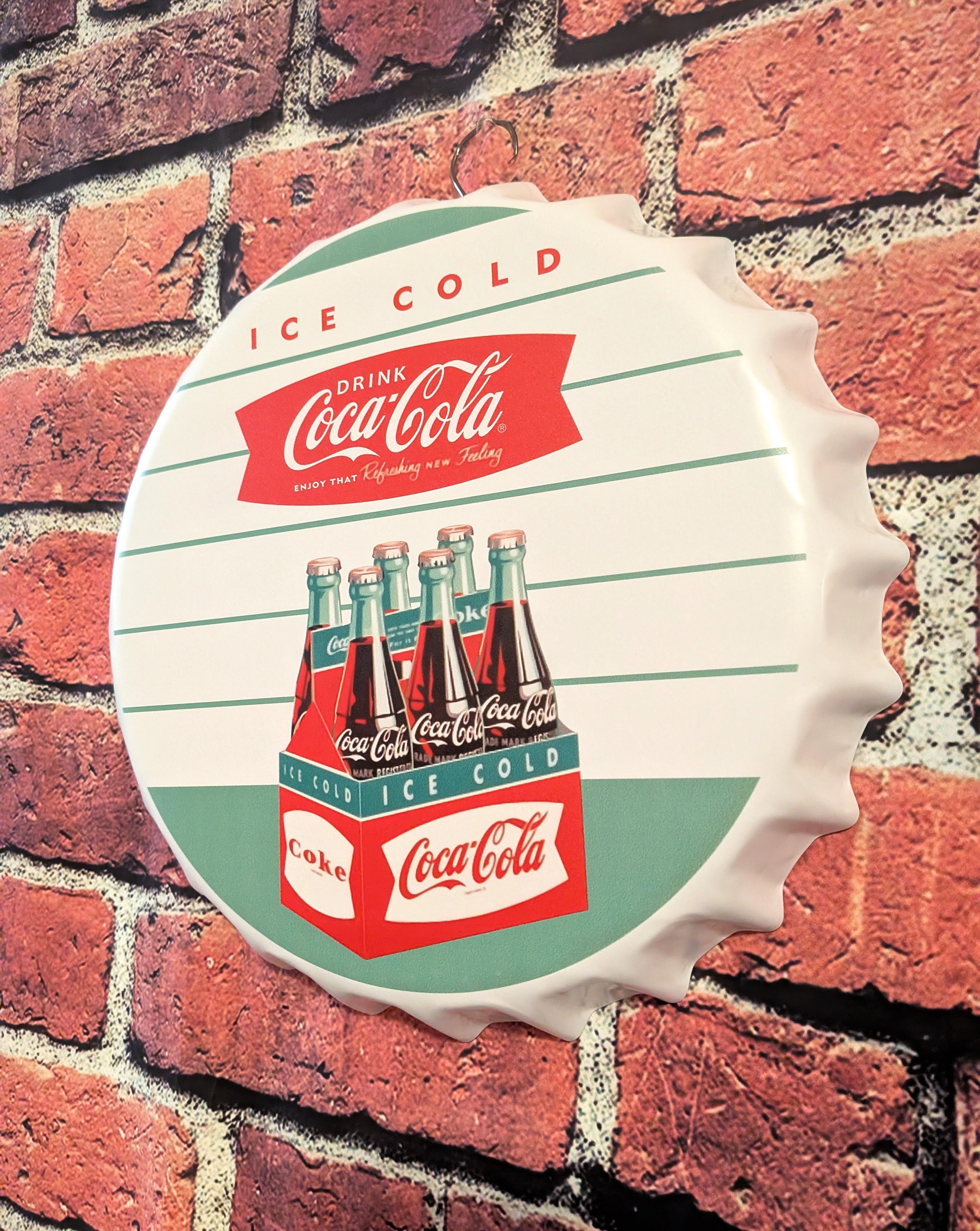 Vintage Style Retro Inspired Metal Bottle Cap Soda Sign 14" | Mancave Garage Bar Patio Home Decor
