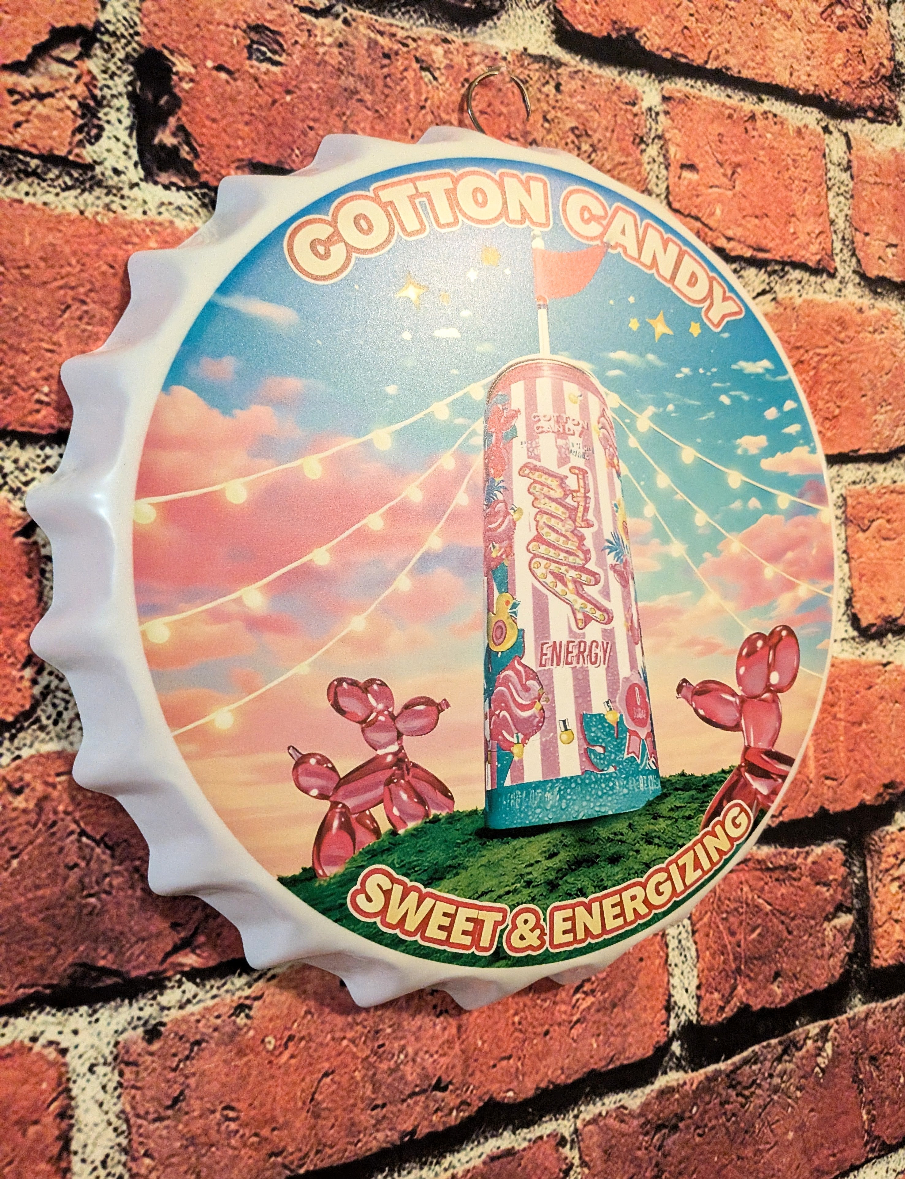 Retro Inspired Cotton Candy Energy Drink Sign 14" | Mancave Garage Bar Patio Home Decor