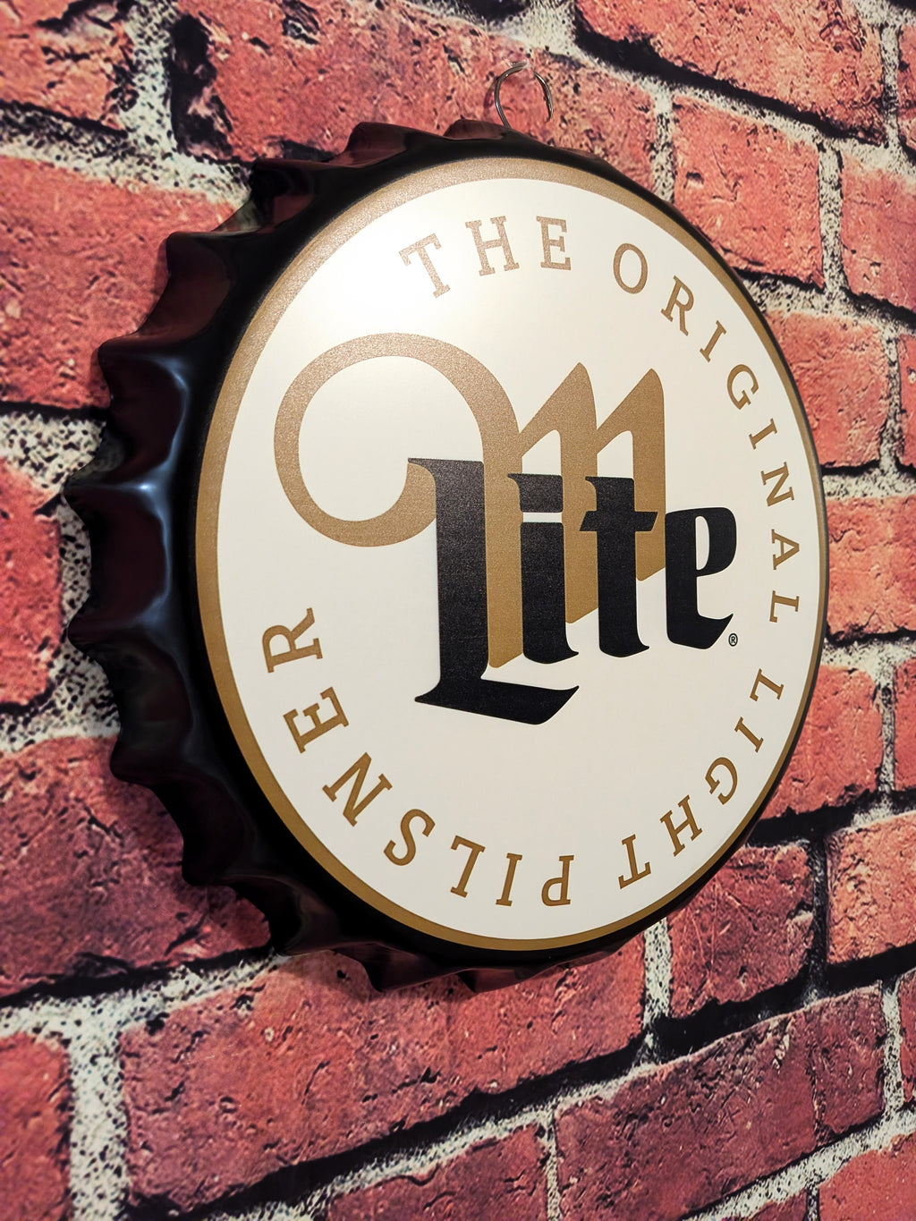Retro Inspired Miller Lite Beer Bottle Cap Sign 14" | Mancave Garage Bar Patio Home Decor
