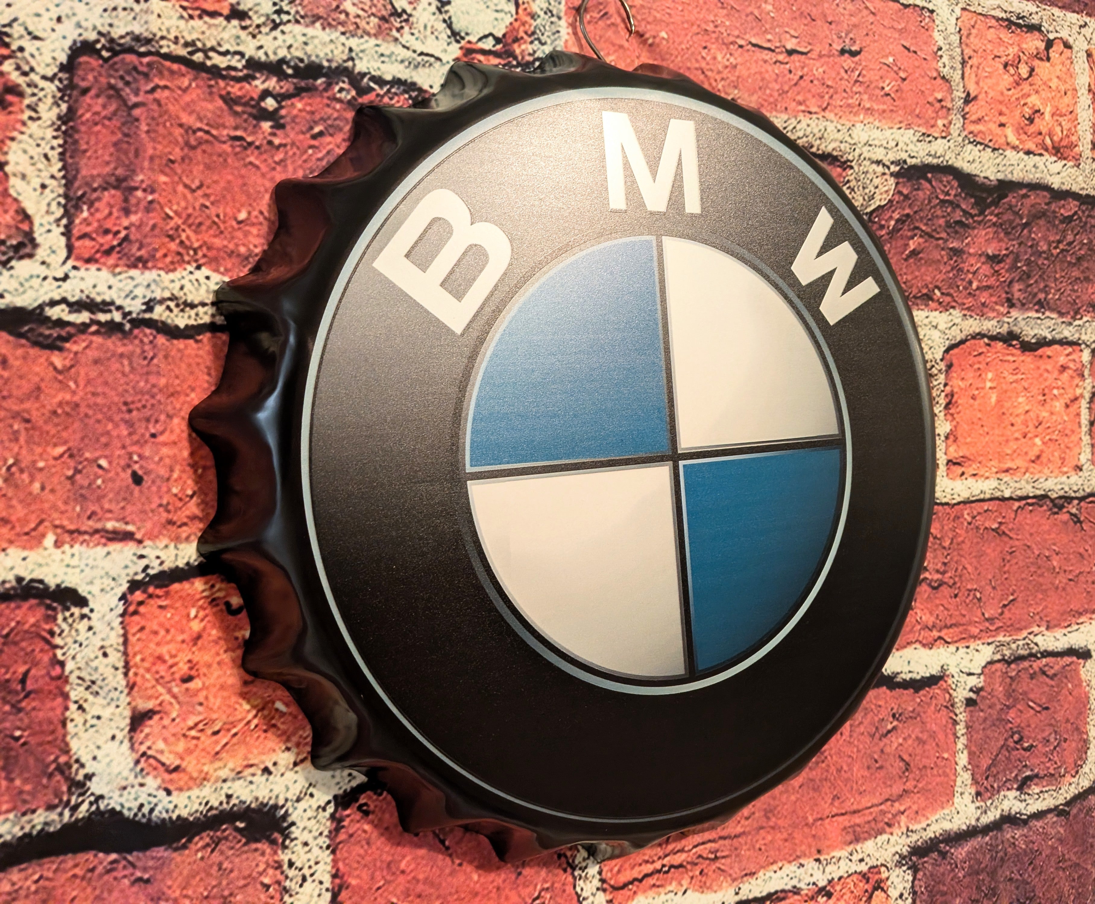 Retro Inspired BMW Bottle Cap Metal Sign 14" | Mancave Garage Bar Patio Home Decor