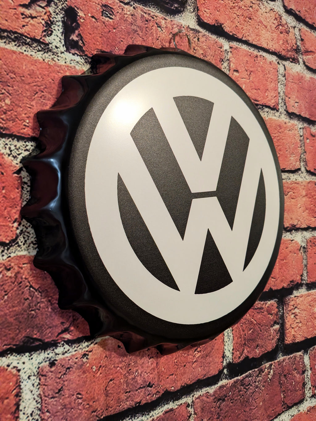 Retro Inspired Black Bottle Cap Metal Sign 14" | Mancave Garage Bar Patio Home Decor