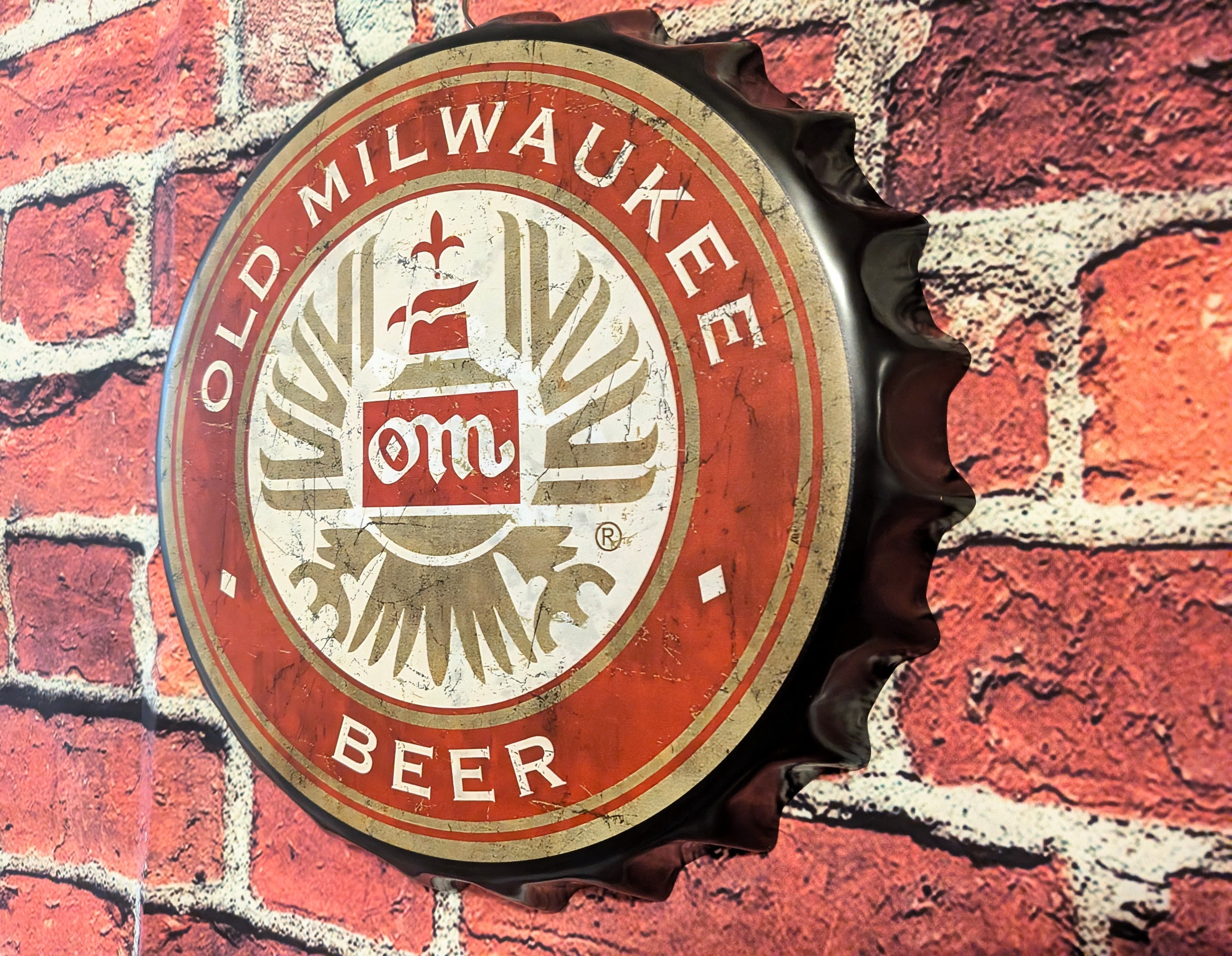 Retro Inspired Old Milwaukee Beer Sign 14" | Mancave Garage Bar Patio Home Decor