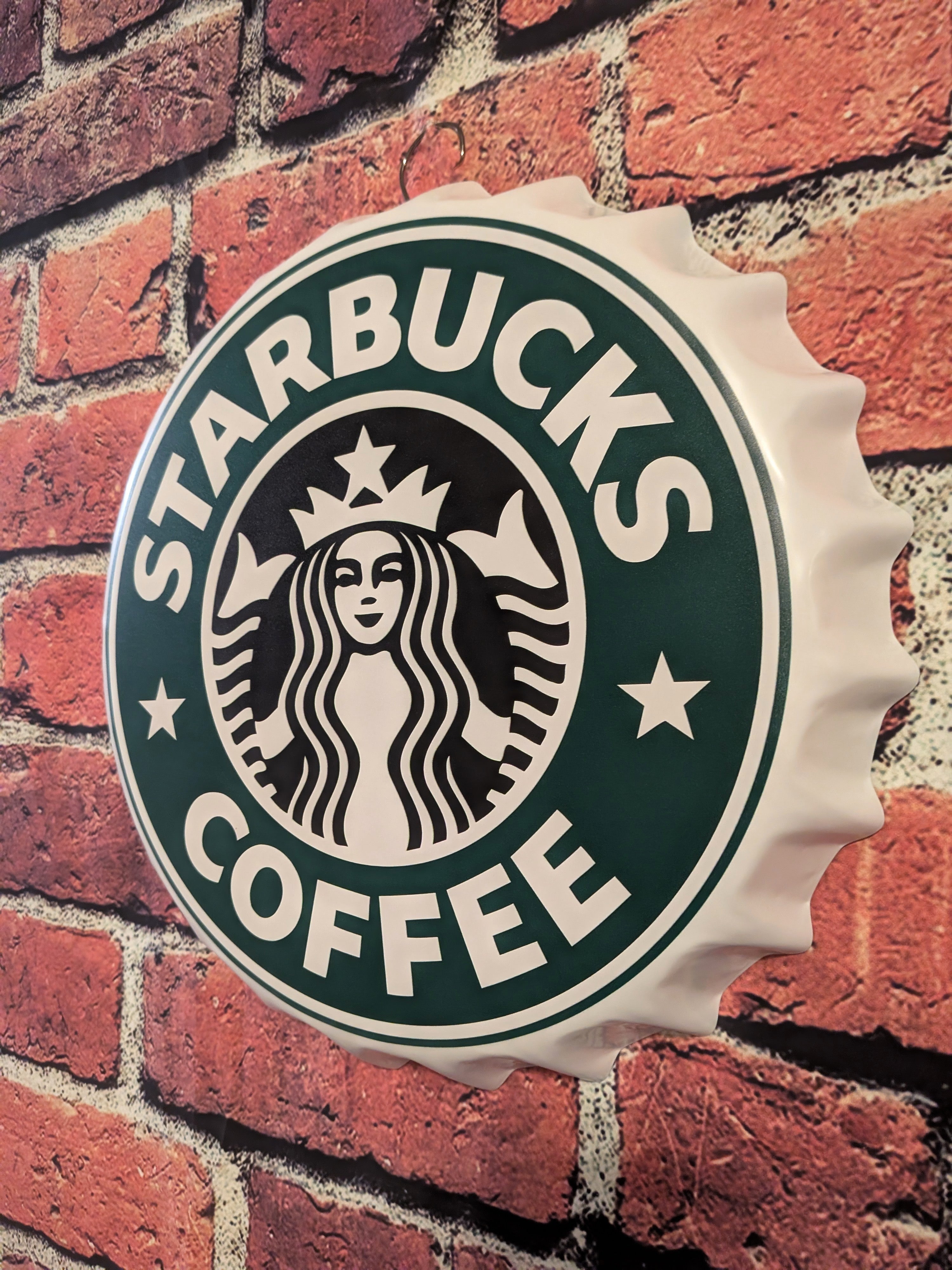 Retro Inspired Traditional Green Starbucks Coffee Sign 14" | Mancave Garage Bar Patio Home Decor