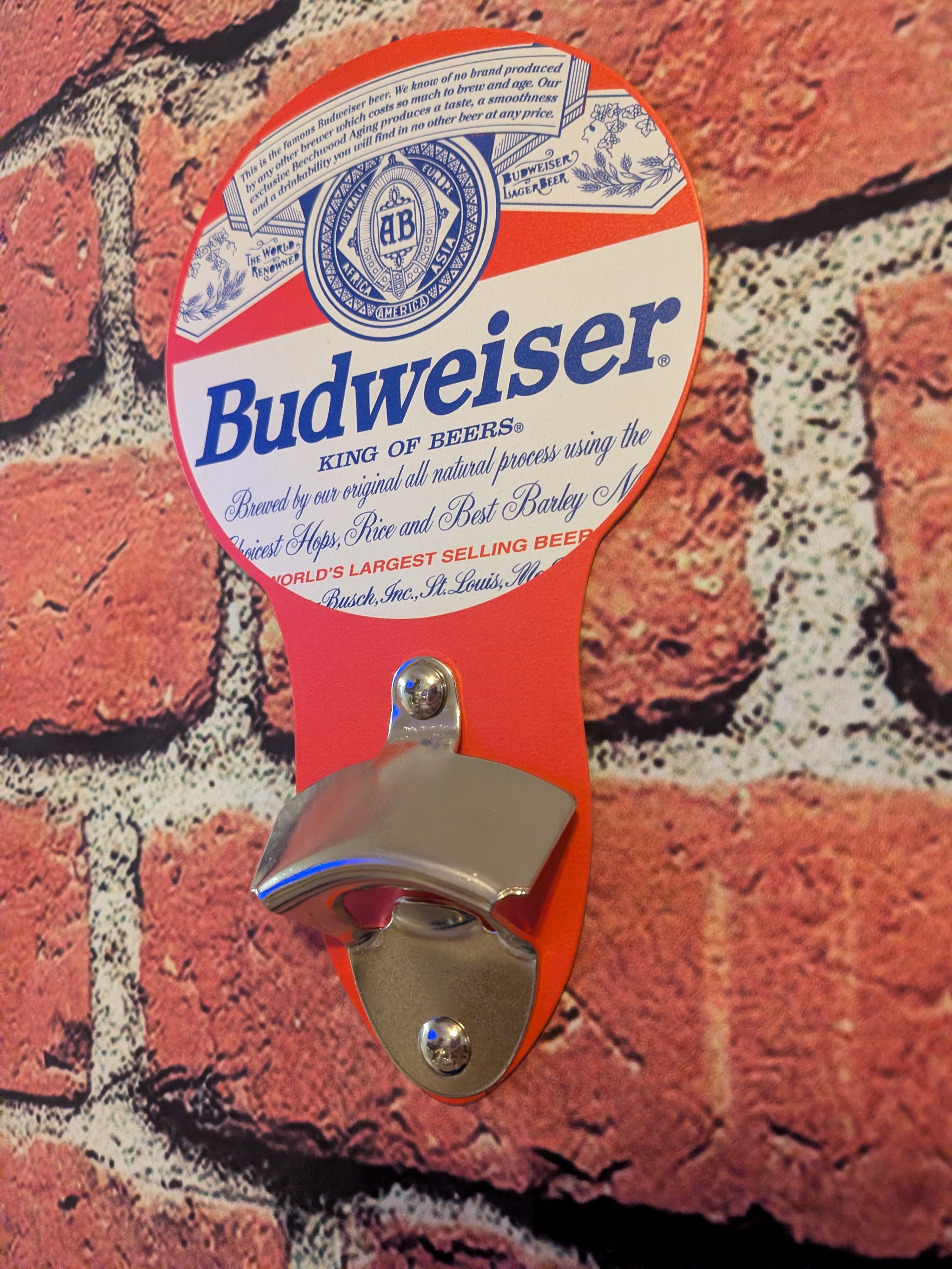 Budweiser Bottle Opener Sign 5"x9" | Mancave Garage Bar Patio Home Decor Father's Day