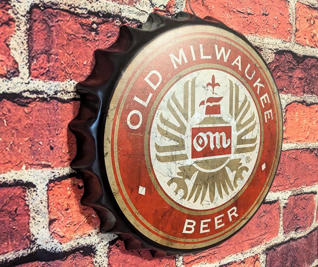 Retro Inspired Old Milwaukee Beer Sign 14" | Mancave Garage Bar Patio Home Decor