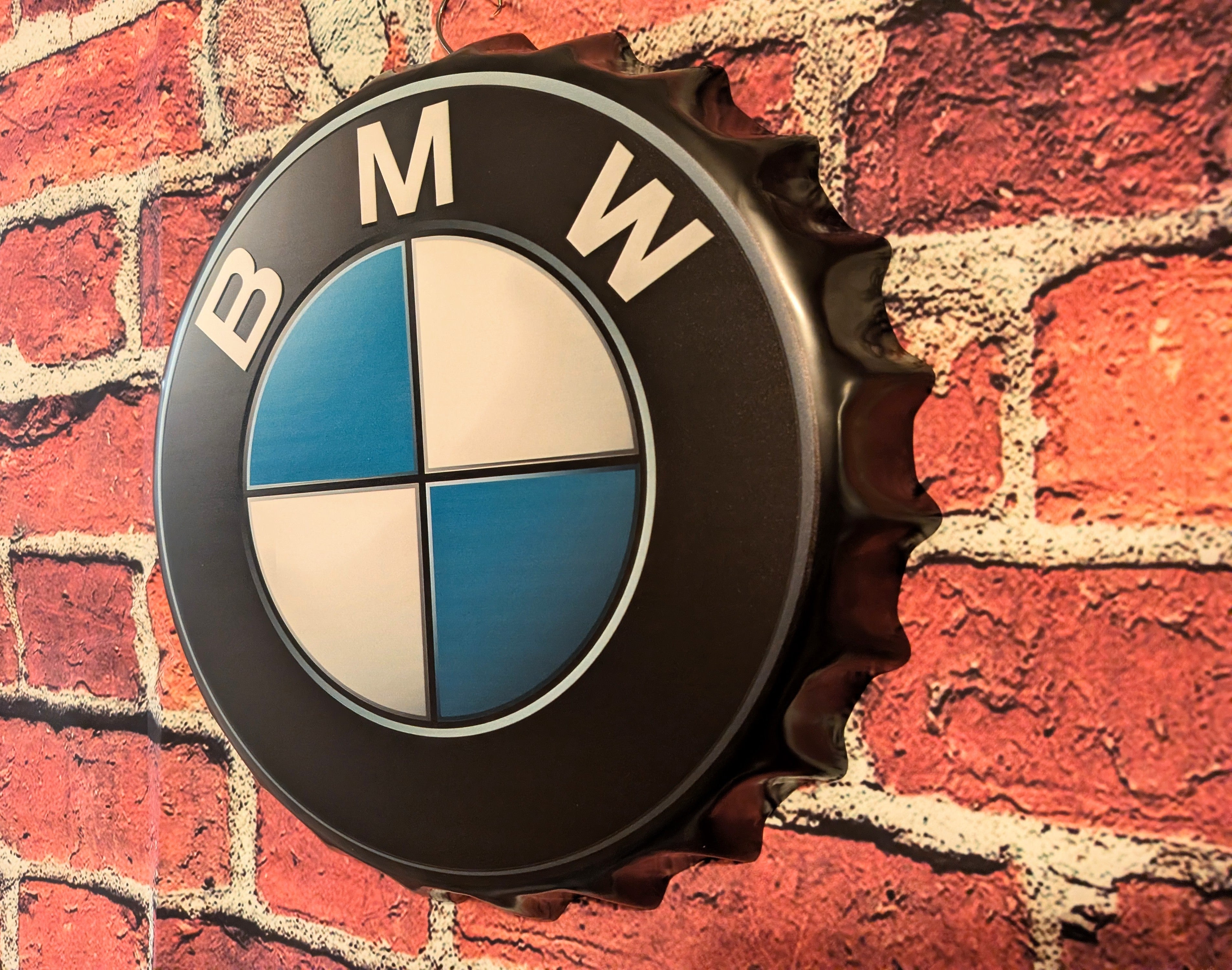 Retro Inspired BMW Bottle Cap Metal Sign 14" | Mancave Garage Bar Patio Home Decor