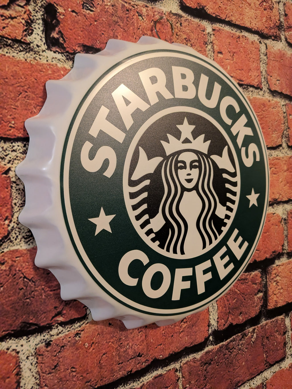 Retro Inspired Traditional Green Starbucks Coffee Sign 14" | Mancave Garage Bar Patio Home Decor