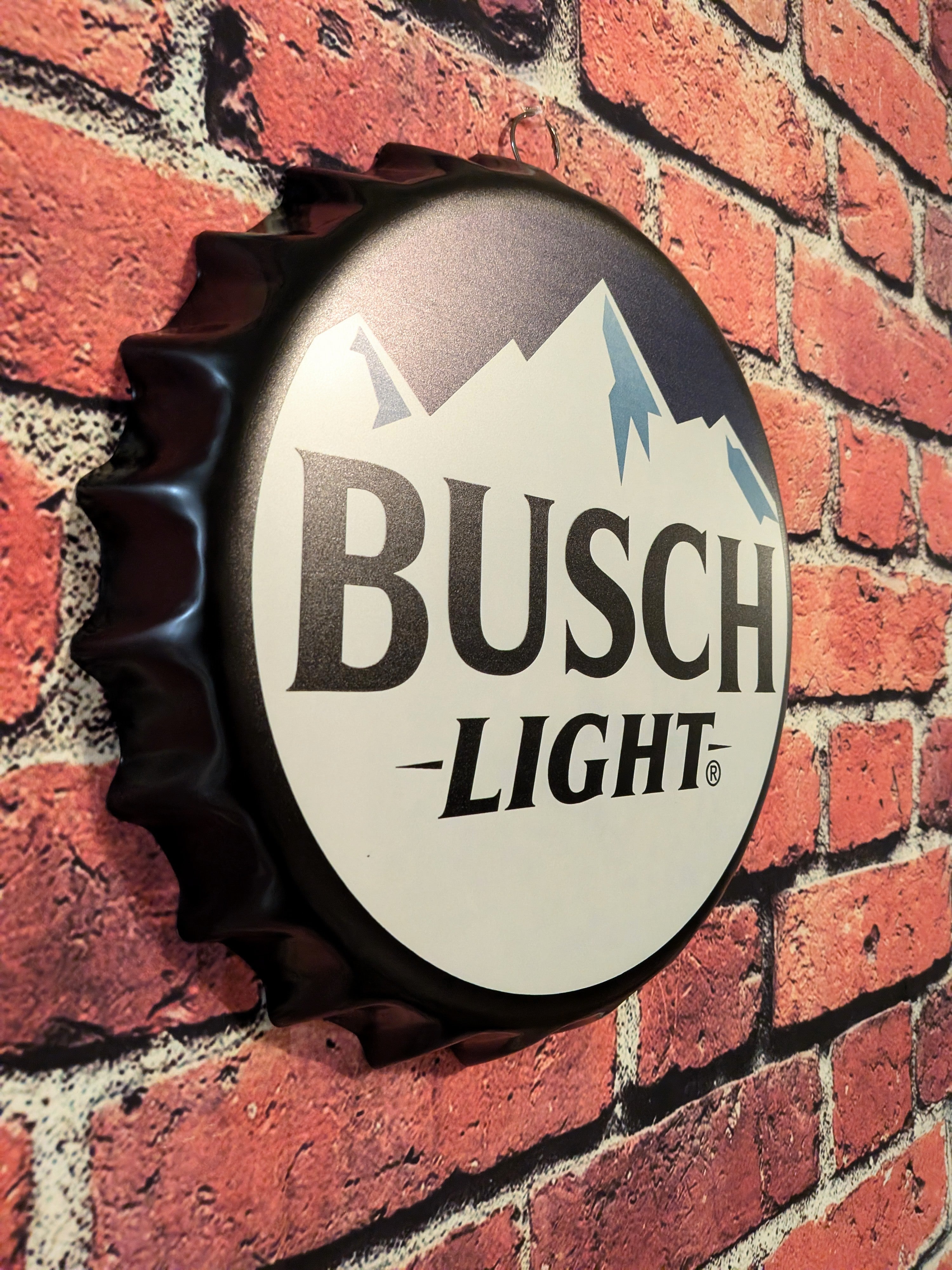 Retro Inspired Busch Light Beer Bottle Cap Sign 14" | Mancave Garage Bar Patio Home Decor