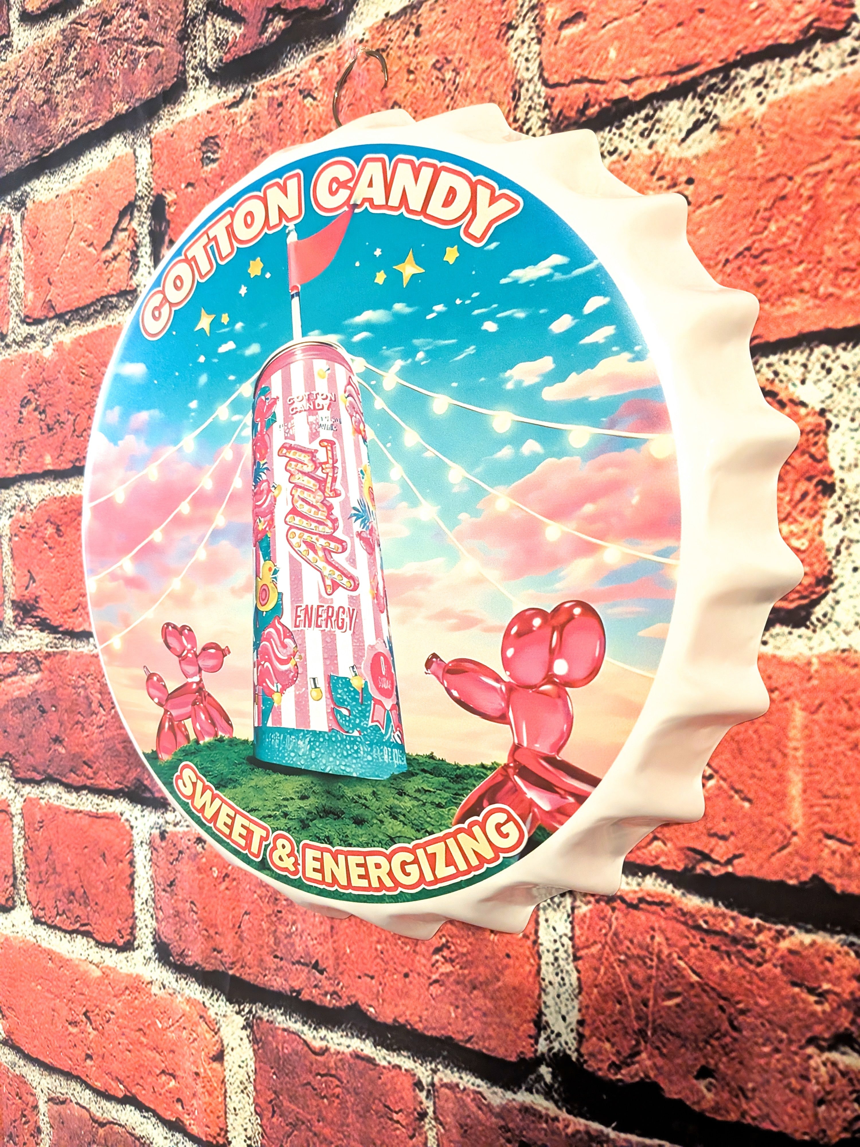Retro Inspired Cotton Candy Energy Drink Sign 14" | Mancave Garage Bar Patio Home Decor