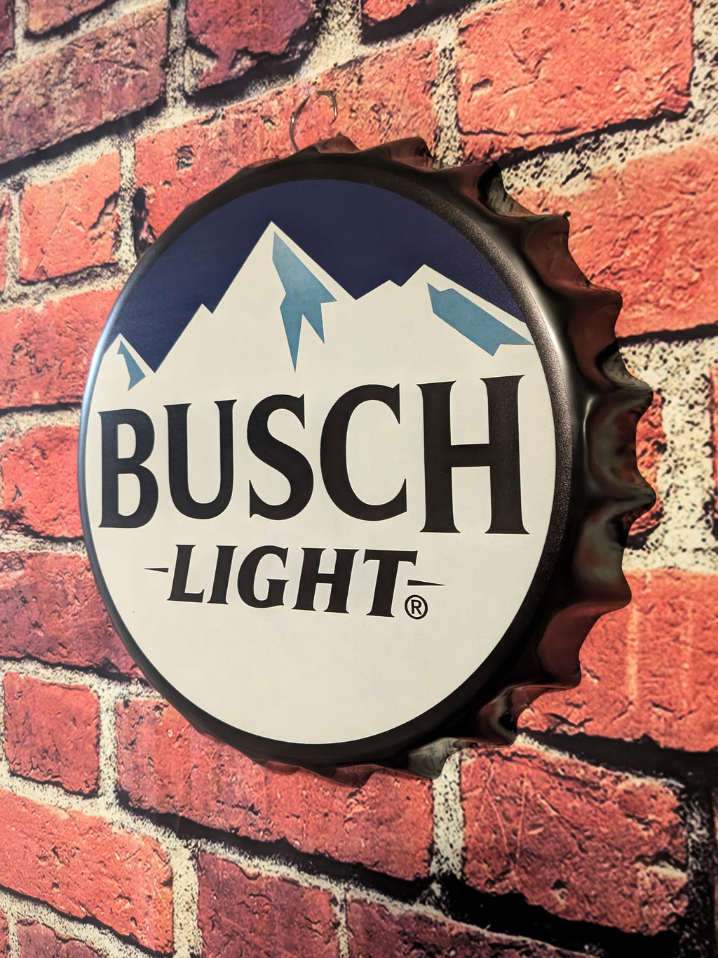 Retro Inspired Busch Light Beer Bottle Cap Sign 14" | Mancave Garage Bar Patio Home Decor