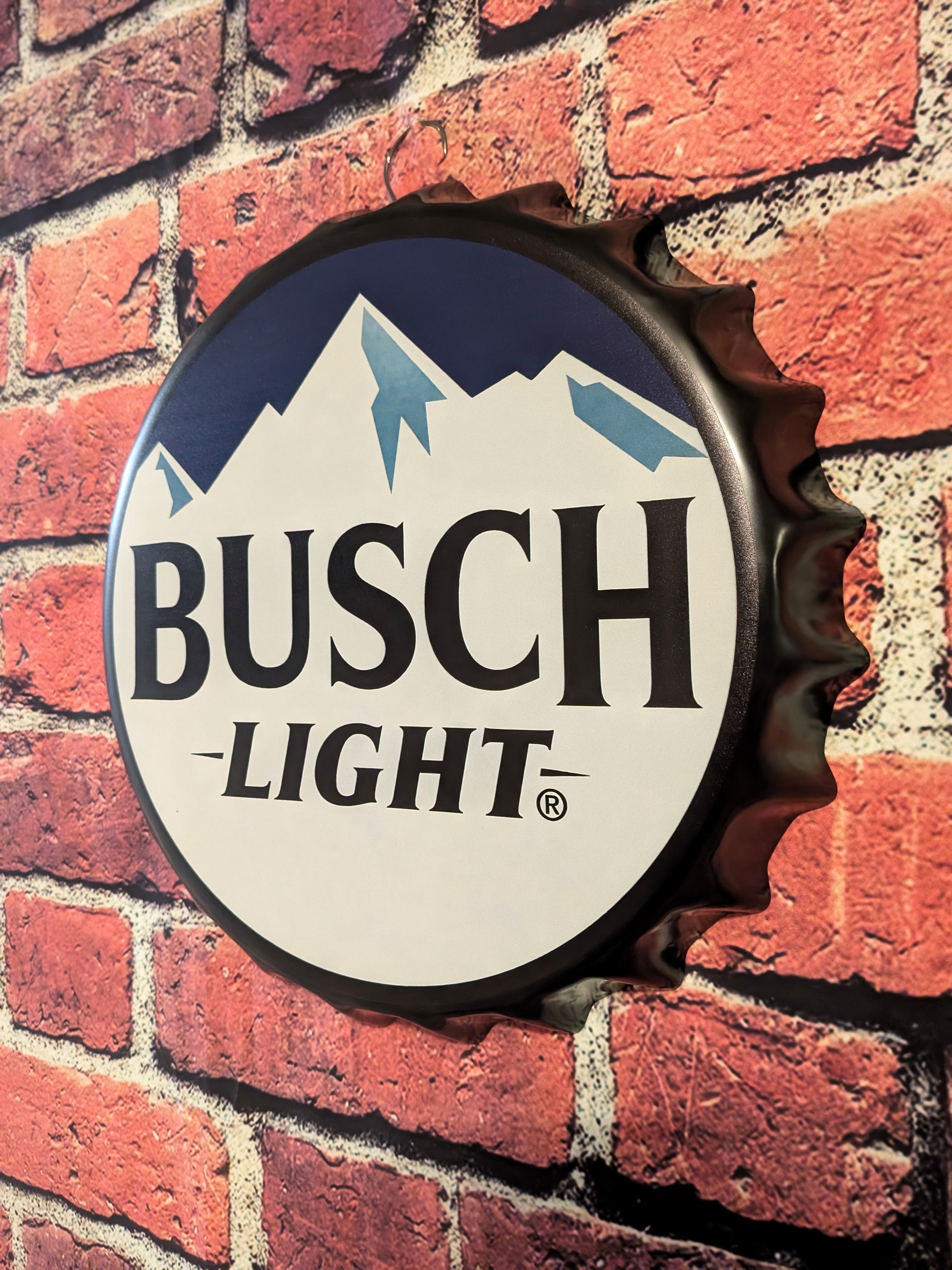 Retro Inspired Busch Light Beer Bottle Cap Sign 14" | Mancave Garage Bar Patio Home Decor