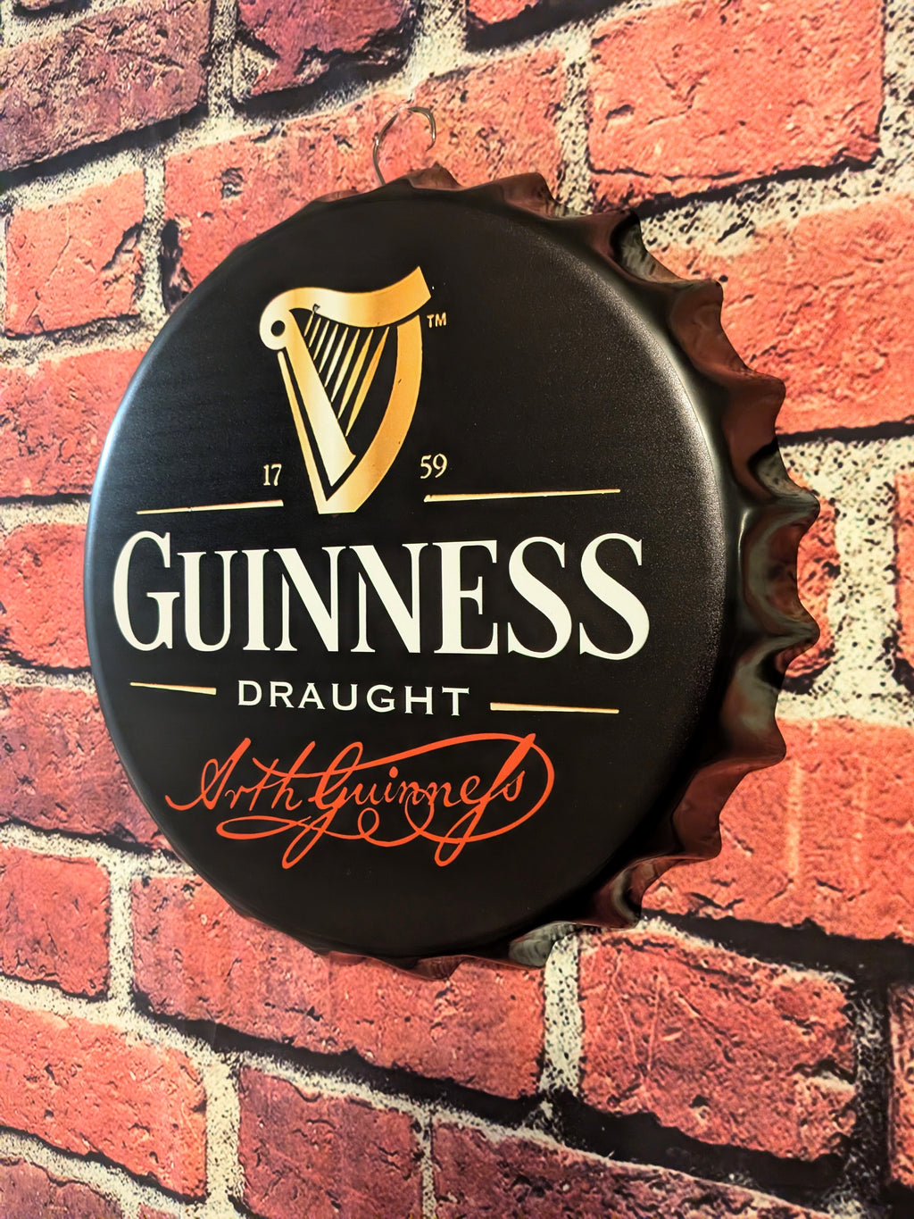 Retro Inspired Draft Beer Bottle Cap Sign 14" | Mancave Garage Bar Patio Home Decor