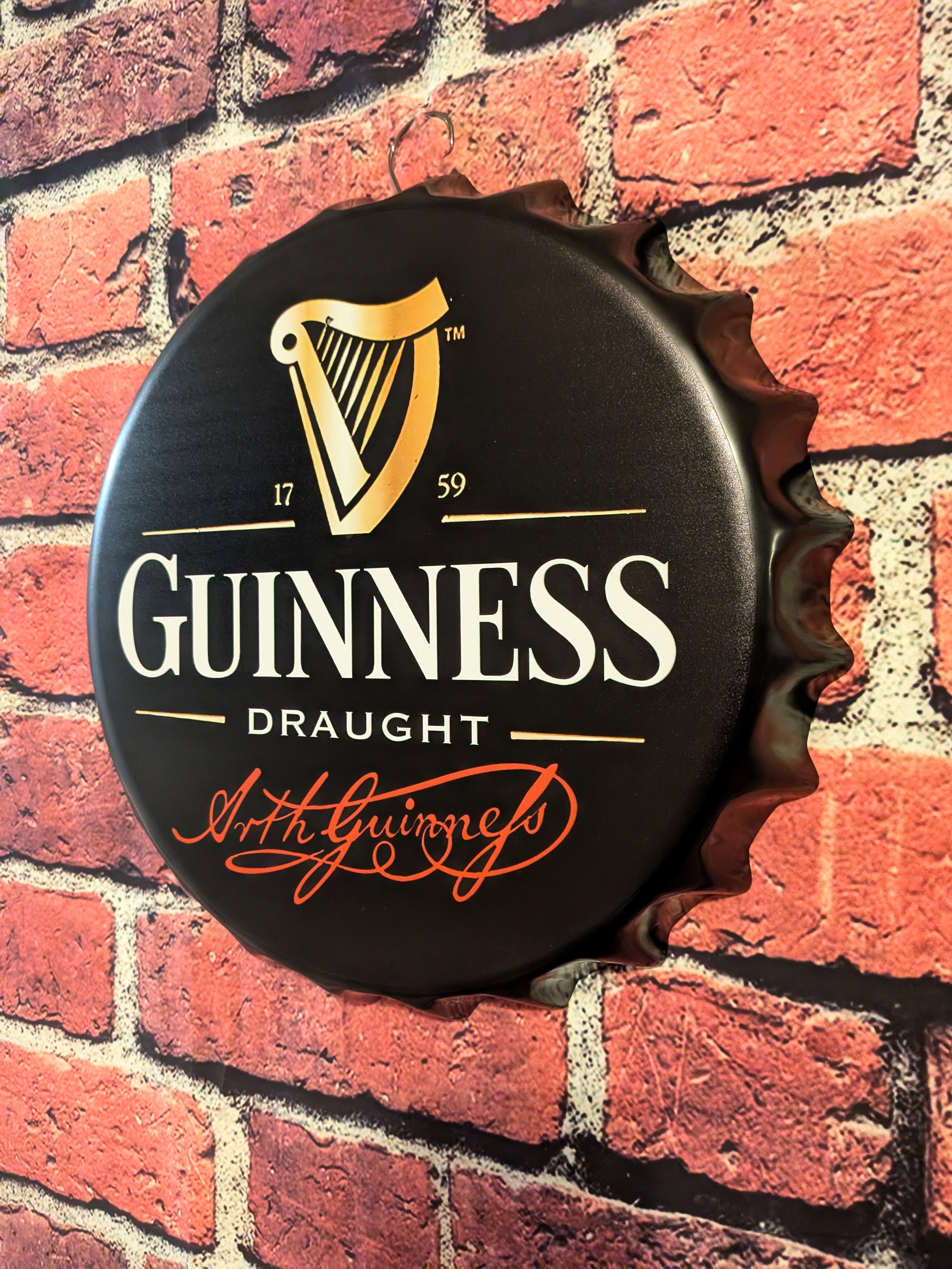 Retro Inspired Draft Beer Bottle Cap Sign 14" | Mancave Garage Bar Patio Home Decor