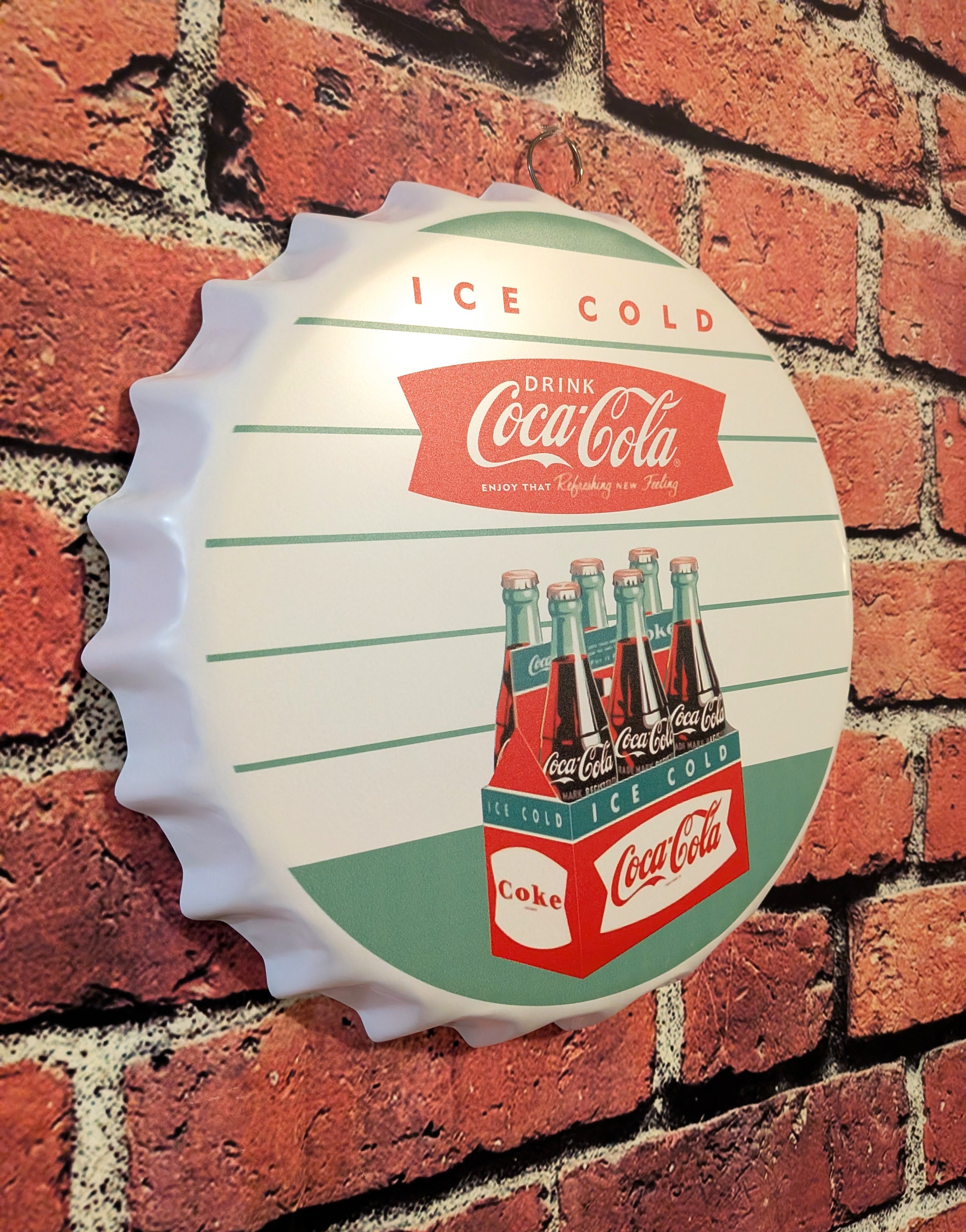 Vintage Style Retro Inspired Metal Bottle Cap Soda Sign 14" | Mancave Garage Bar Patio Home Decor