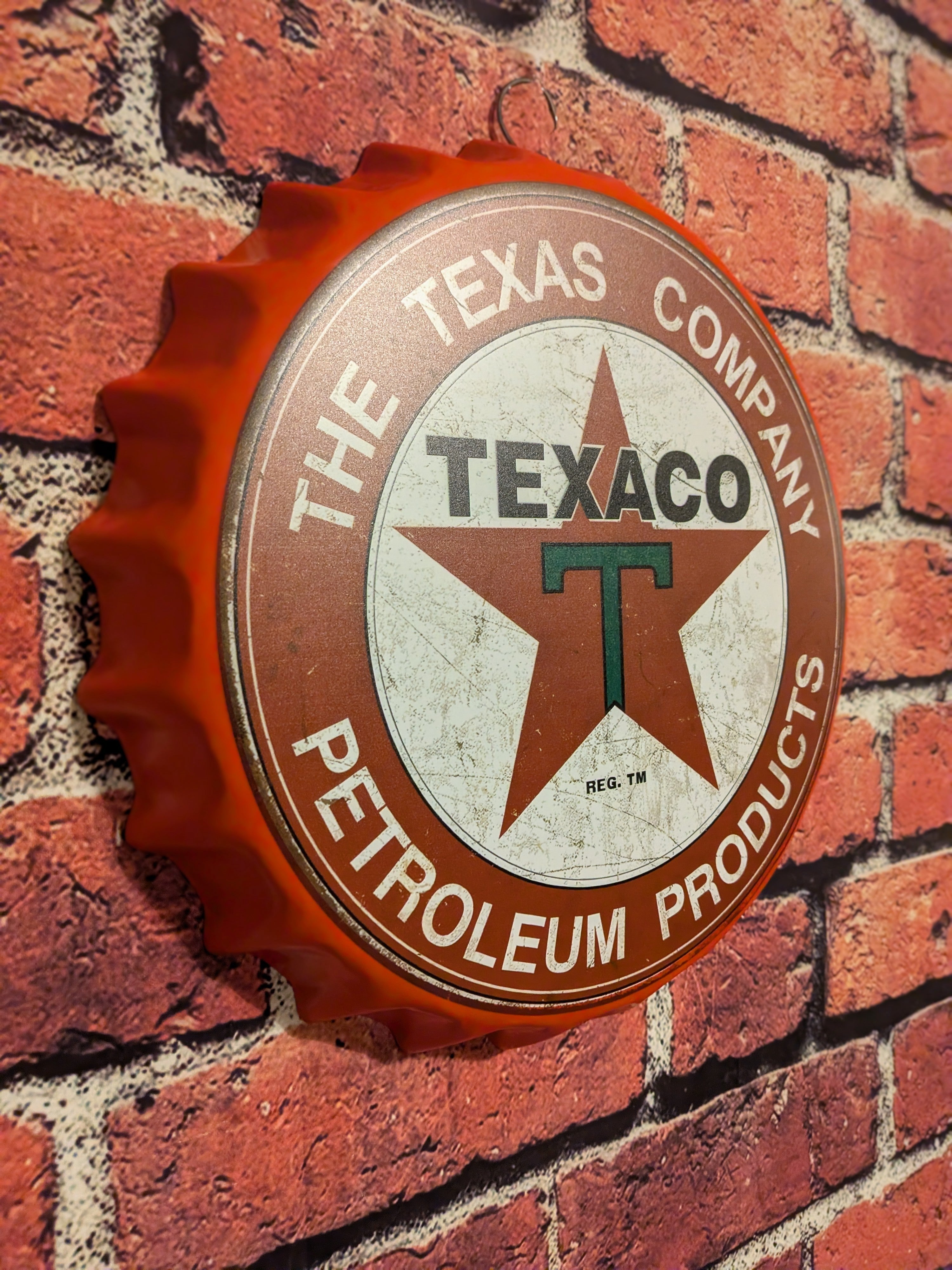 Retro Inspired Texaco Bottle Cap Metal Sign 14" | Mancave Garage Bar Patio Home Decor