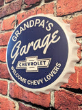 Grandpa's Garage Chevy Lovers Sign 14" | Mancave Garage Bar Patio Home Decor