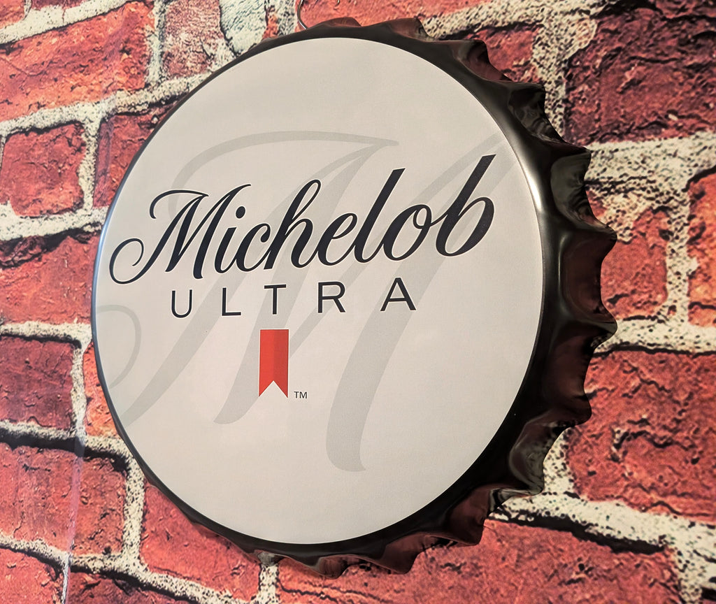 Retro Inspired Michelob Ultra Beer Bottle Cap Sign 14" | Mancave Garage Bar Patio Home Decor